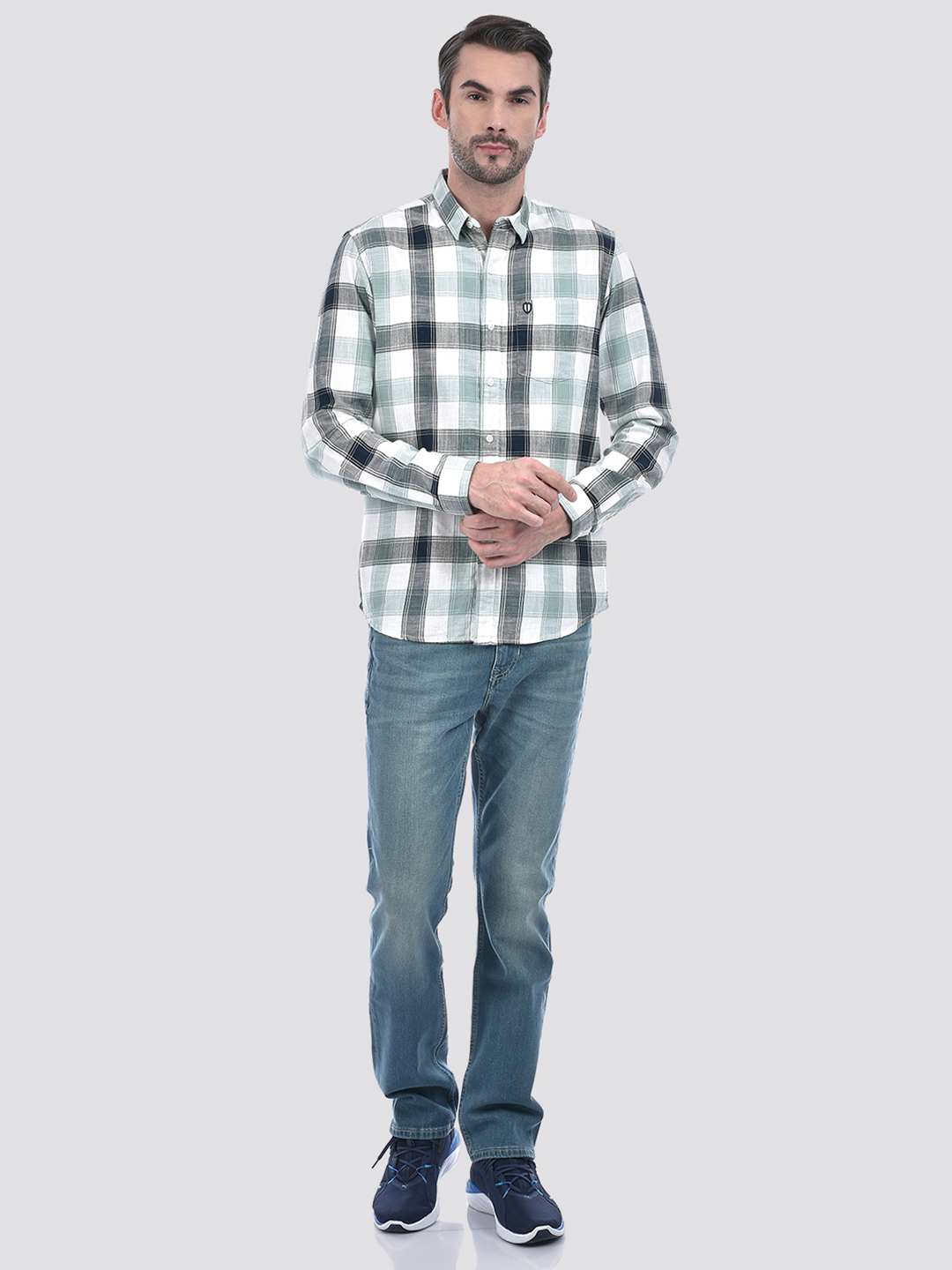 Numero Uno Men Checkered Green Shirt